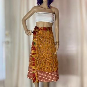 One of a kind double layered silk wrap skirt.